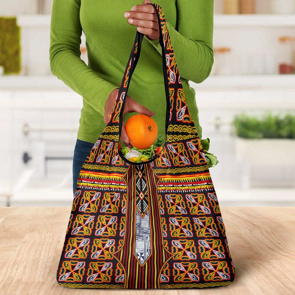 Cameroon Toghu Grocery Bag Vibrant Bamenda Tribal - Authentic African Folk Art