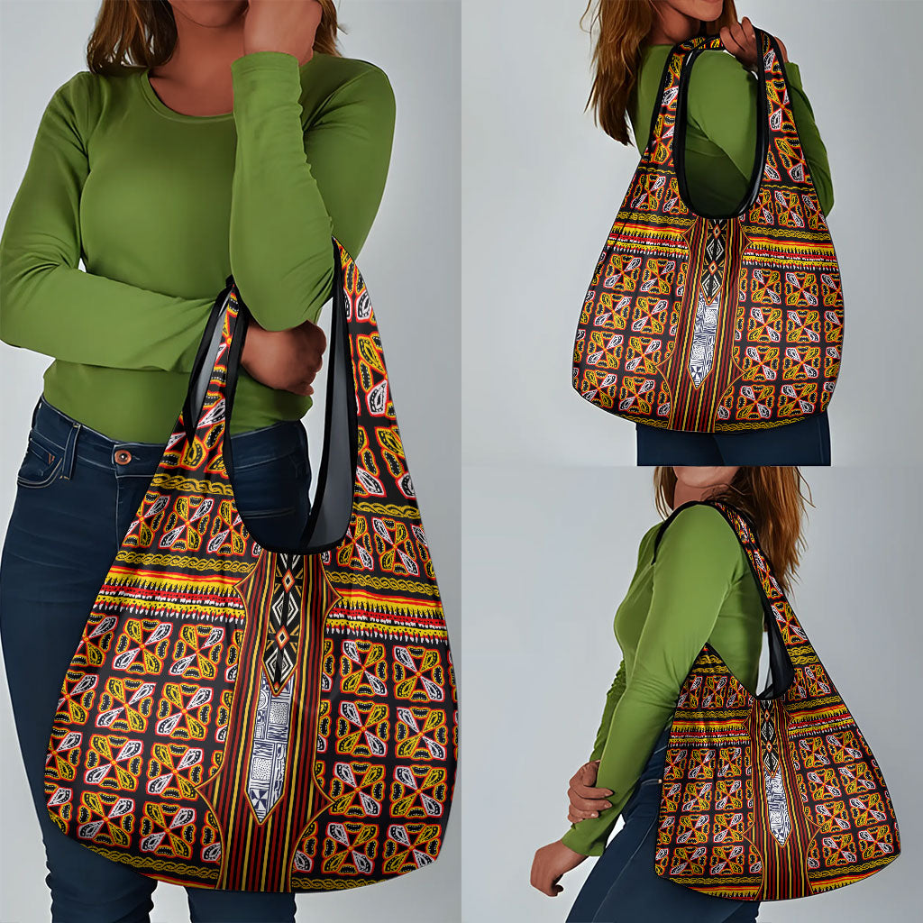Cameroon Toghu Grocery Bag Vibrant Bamenda Tribal - Authentic African Folk Art