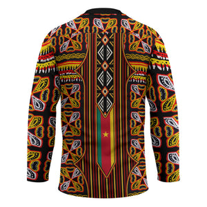 Cameroon Toghu Hockey Jersey Vibrant Bamenda Tribal - Authentic African Folk Art