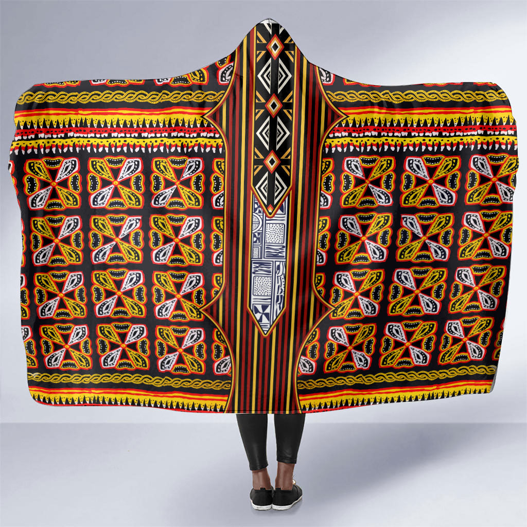 Cameroon Toghu Hooded Blanket Vibrant Bamenda Tribal - Authentic African Folk Art