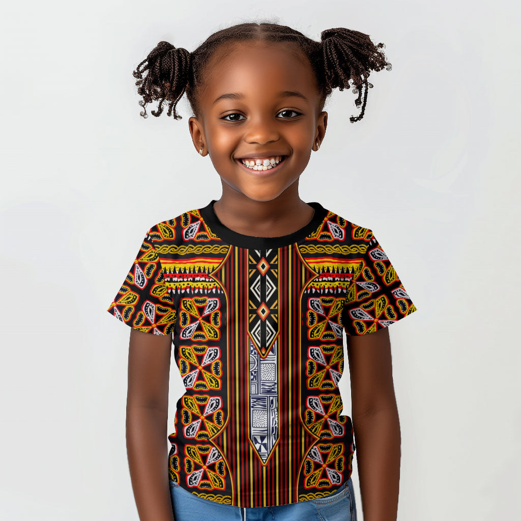 Cameroon Toghu Kid T shirt Vibrant Bamenda Tribal - Authentic African Folk Art