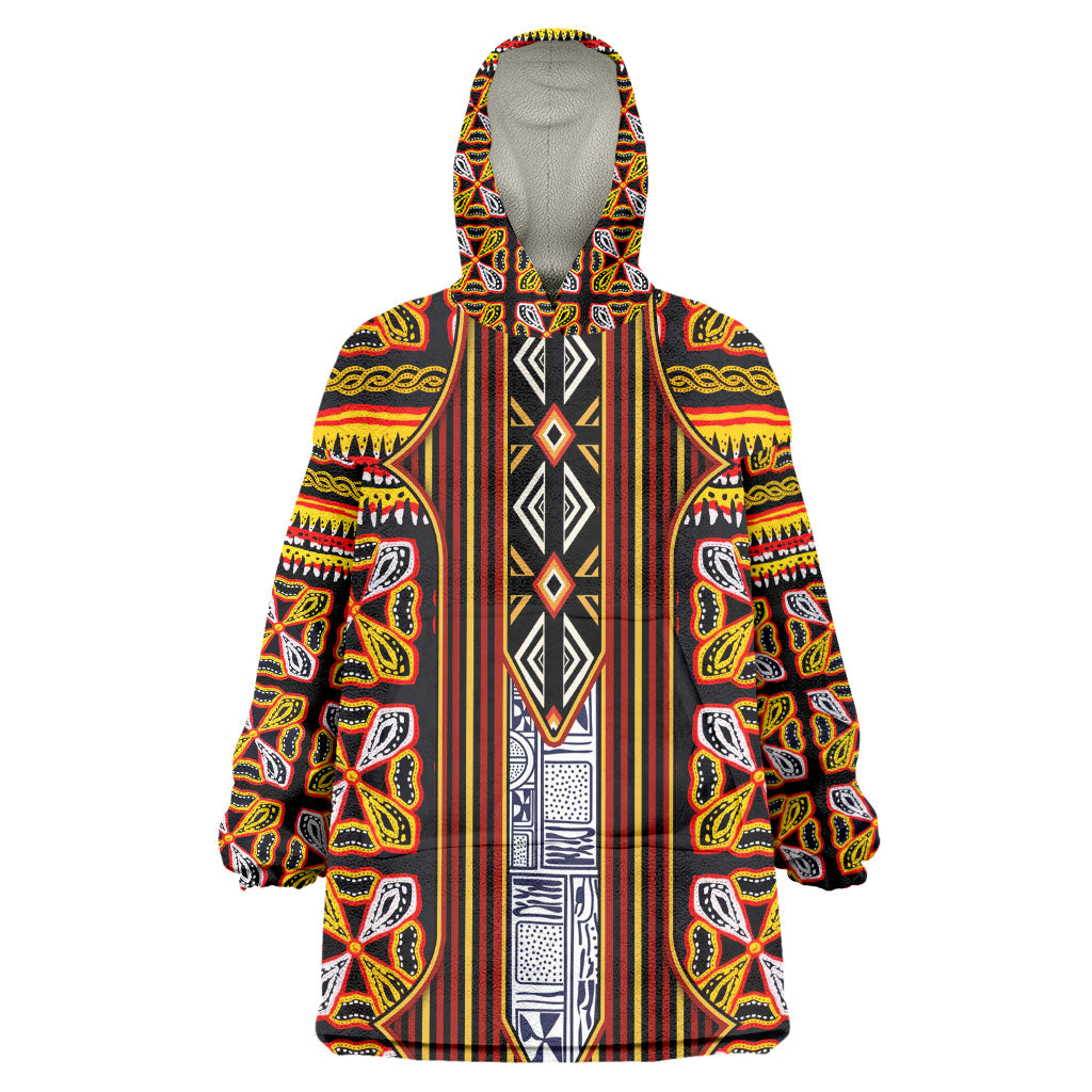 Cameroon Toghu Kid Wearable Blanket Hoodie Vibrant Bamenda Tribal - Authentic African Folk Art