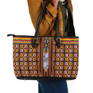 Cameroon Toghu Leather Tote Bag Vibrant Bamenda Tribal - Authentic African Folk Art