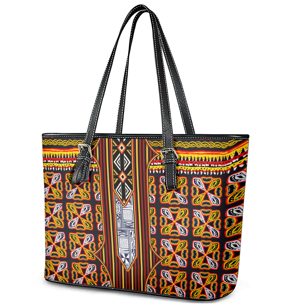 Cameroon Toghu Leather Tote Bag Vibrant Bamenda Tribal - Authentic African Folk Art