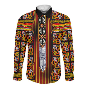 Cameroon Toghu Long Sleeve Button Shirt Vibrant Bamenda Tribal - Authentic African Folk Art