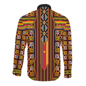 Cameroon Toghu Long Sleeve Button Shirt Vibrant Bamenda Tribal - Authentic African Folk Art
