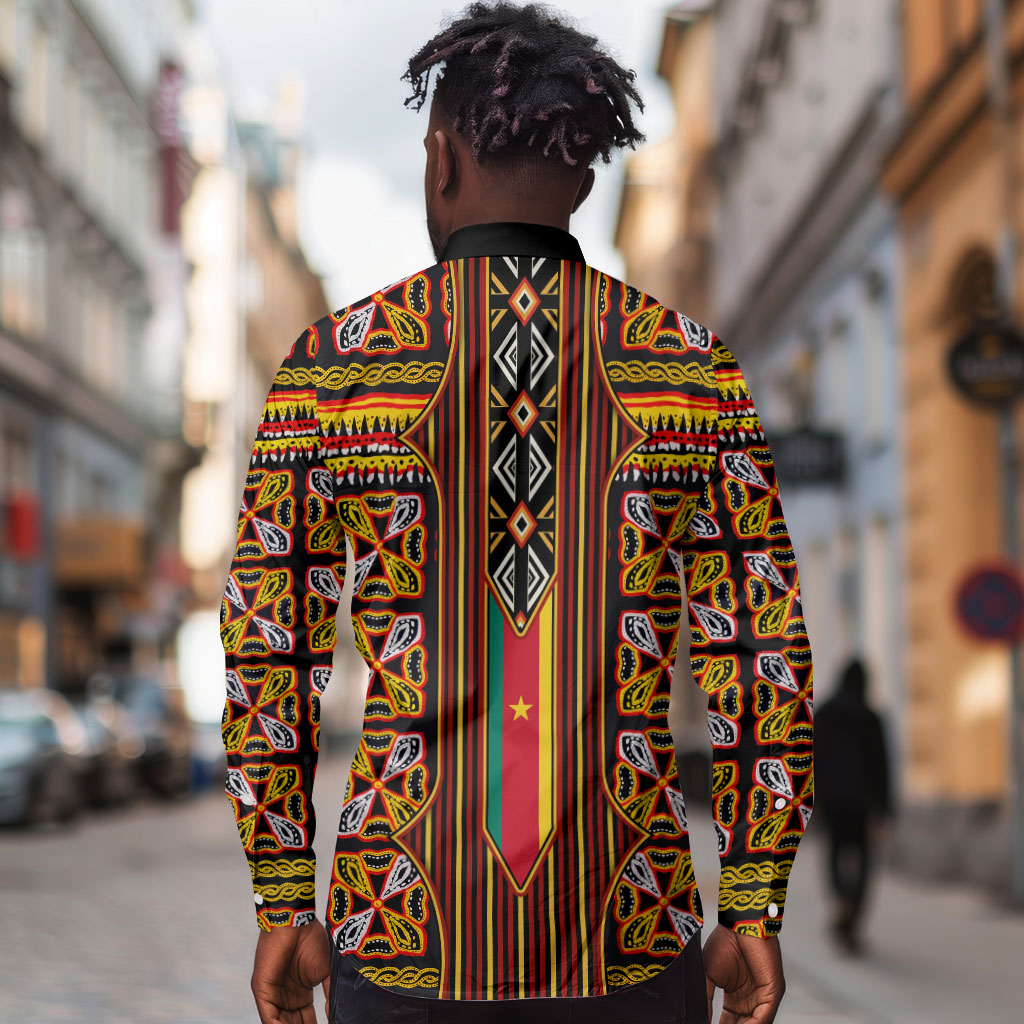 Cameroon Toghu Long Sleeve Button Shirt Vibrant Bamenda Tribal - Authentic African Folk Art