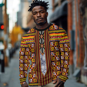 Cameroon Toghu Long Sleeve Shirt Vibrant Bamenda Tribal - Authentic African Folk Art