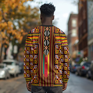 Cameroon Toghu Long Sleeve Shirt Vibrant Bamenda Tribal - Authentic African Folk Art
