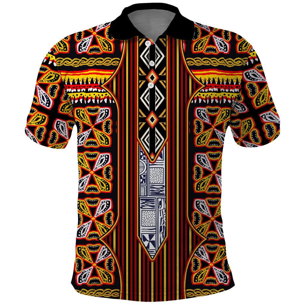 Cameroon Toghu Polo Shirt Vibrant Bamenda Tribal - Authentic African Folk Art