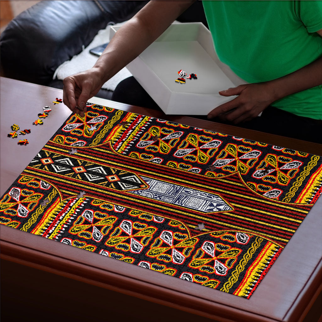 Cameroon Toghu Puzzle Vibrant Bamenda Tribal - Authentic African Folk Art