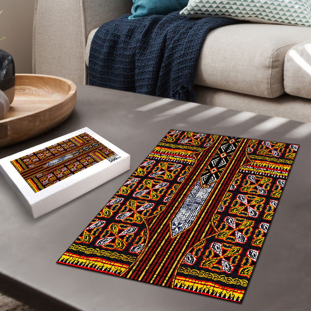 Cameroon Toghu Puzzle Vibrant Bamenda Tribal - Authentic African Folk Art