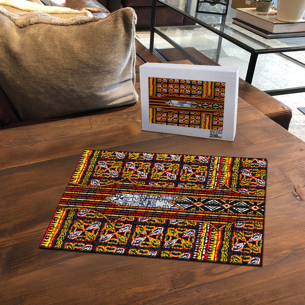Cameroon Toghu Puzzle Vibrant Bamenda Tribal - Authentic African Folk Art