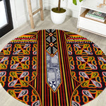 Cameroon Toghu Round Carpet Vibrant Bamenda Tribal - Authentic African Folk Art