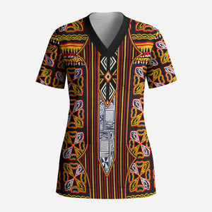 Cameroon Toghu Scrub Top Vibrant Bamenda Tribal - Authentic African Folk Art
