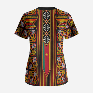 Cameroon Toghu Scrub Top Vibrant Bamenda Tribal - Authentic African Folk Art
