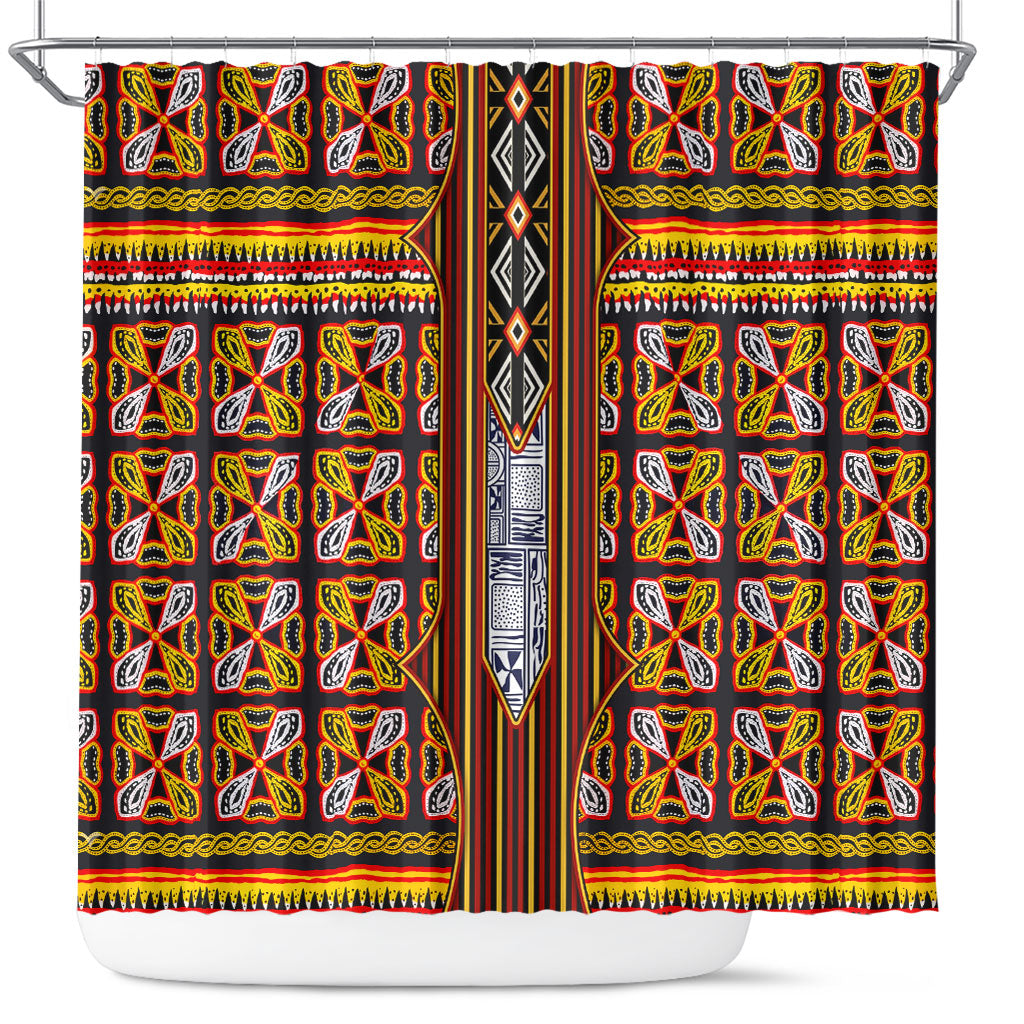 Cameroon Toghu Shower Curtain Vibrant Bamenda Tribal - Authentic African Folk Art