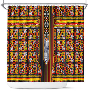 Cameroon Toghu Shower Curtain Vibrant Bamenda Tribal - Authentic African Folk Art