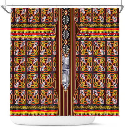 Cameroon Toghu Shower Curtain Vibrant Bamenda Tribal - Authentic African Folk Art