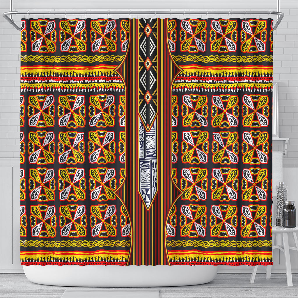 Cameroon Toghu Shower Curtain Vibrant Bamenda Tribal - Authentic African Folk Art