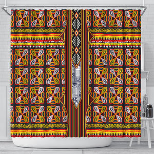 Cameroon Toghu Shower Curtain Vibrant Bamenda Tribal - Authentic African Folk Art