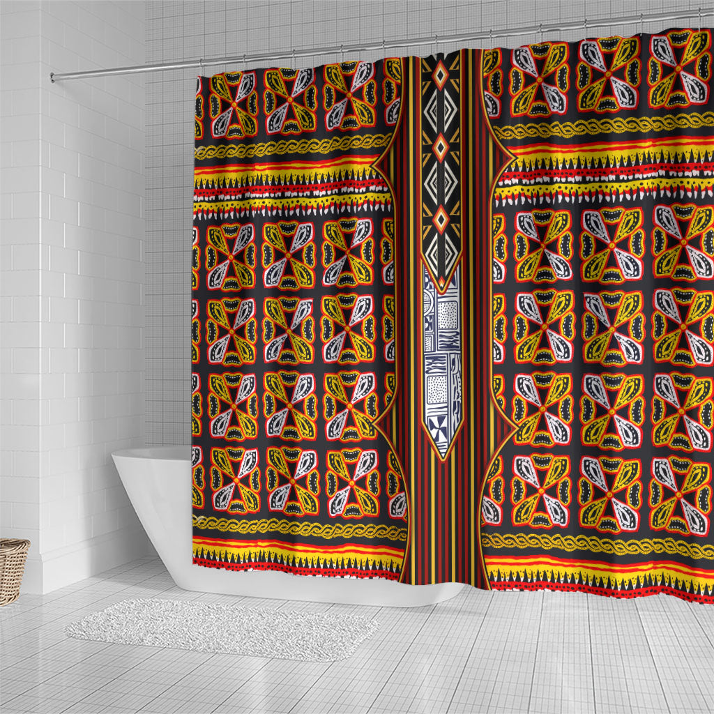 Cameroon Toghu Shower Curtain Vibrant Bamenda Tribal - Authentic African Folk Art