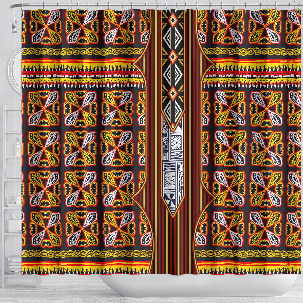 Cameroon Toghu Shower Curtain Vibrant Bamenda Tribal - Authentic African Folk Art
