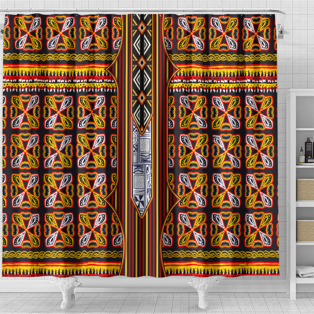 Cameroon Toghu Shower Curtain Vibrant Bamenda Tribal - Authentic African Folk Art