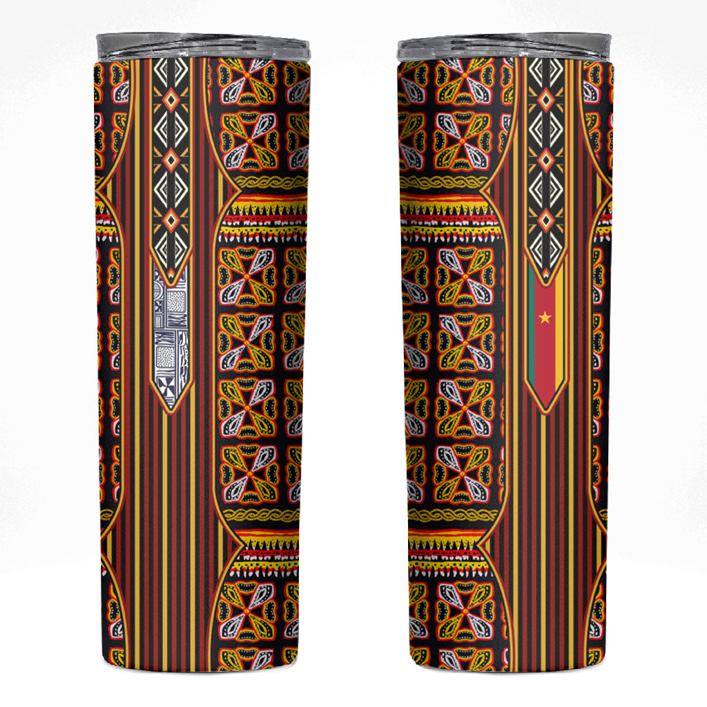 Cameroon Toghu Skinny Tumbler Vibrant Bamenda Tribal - Authentic African Folk Art