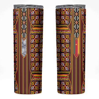 Cameroon Toghu Skinny Tumbler Vibrant Bamenda Tribal - Authentic African Folk Art