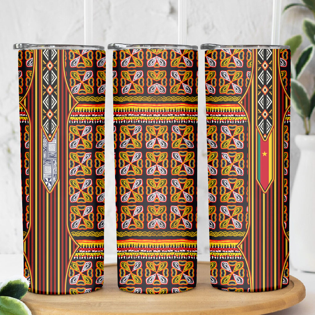 Cameroon Toghu Skinny Tumbler Vibrant Bamenda Tribal - Authentic African Folk Art