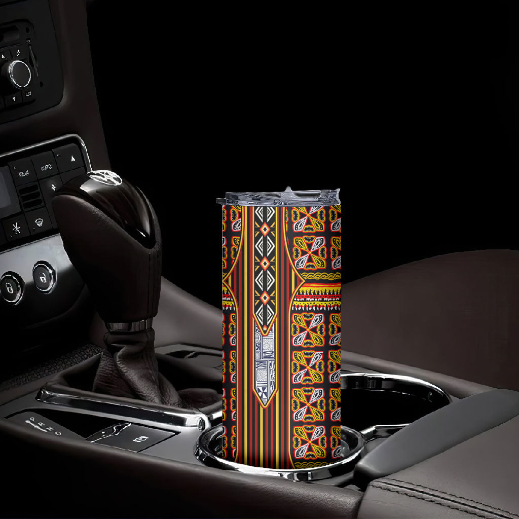 Cameroon Toghu Skinny Tumbler Vibrant Bamenda Tribal - Authentic African Folk Art