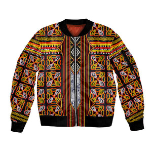 Cameroon Toghu Sleeve Zip Bomber Jacket Vibrant Bamenda Tribal - Authentic African Folk Art