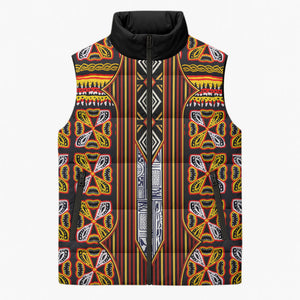 Cameroon Toghu Sleeveless Puffer Jacket Vibrant Bamenda Tribal - Authentic African Folk Art