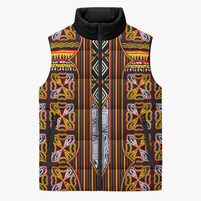 Cameroon Toghu Sleeveless Puffer Jacket Vibrant Bamenda Tribal - Authentic African Folk Art