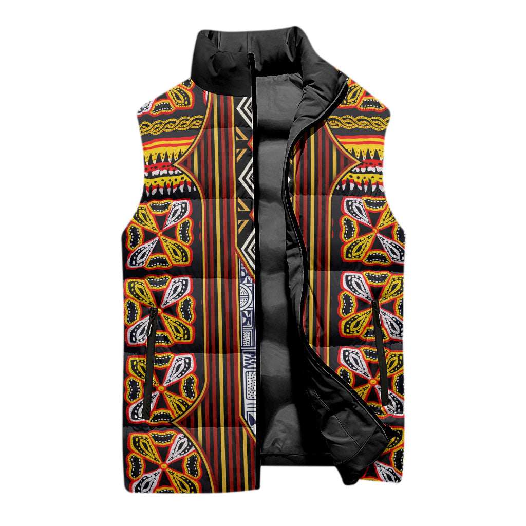 Cameroon Toghu Sleeveless Puffer Jacket Vibrant Bamenda Tribal - Authentic African Folk Art