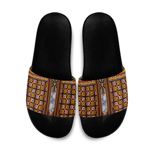 Cameroon Toghu Slide Sandals Vibrant Bamenda Tribal - Authentic African Folk Art