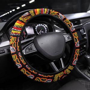 Cameroon Toghu Steering Wheel Cover Vibrant Bamenda Tribal - Authentic African Folk Art