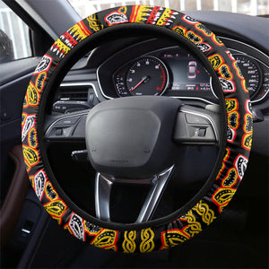 Cameroon Toghu Steering Wheel Cover Vibrant Bamenda Tribal - Authentic African Folk Art