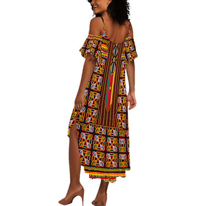 Cameroon Toghu Summer Maxi Dress Vibrant Bamenda Tribal - Authentic African Folk Art