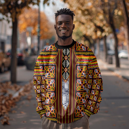 Cameroon Toghu Sweatshirt Vibrant Bamenda Tribal - Authentic African Folk Art