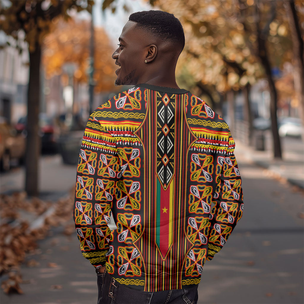 Cameroon Toghu Sweatshirt Vibrant Bamenda Tribal - Authentic African Folk Art