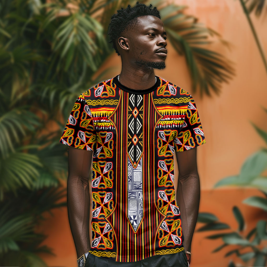 Cameroon Toghu T shirt Vibrant Bamenda Tribal - Authentic African Folk Art