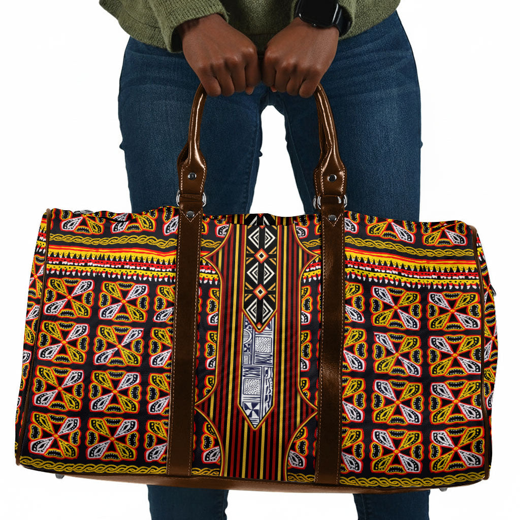 Cameroon Toghu Travel Bag Vibrant Bamenda Tribal - Authentic African Folk Art