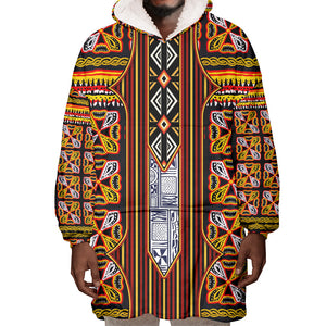 Cameroon Toghu Wearable Blanket Hoodie Vibrant Bamenda Tribal - Authentic African Folk Art