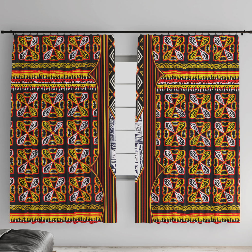 Cameroon Toghu Window Curtain Vibrant Bamenda Tribal - Authentic African Folk Art