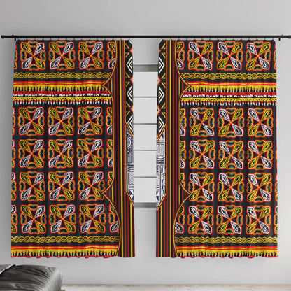 Cameroon Toghu Window Curtain Vibrant Bamenda Tribal - Authentic African Folk Art