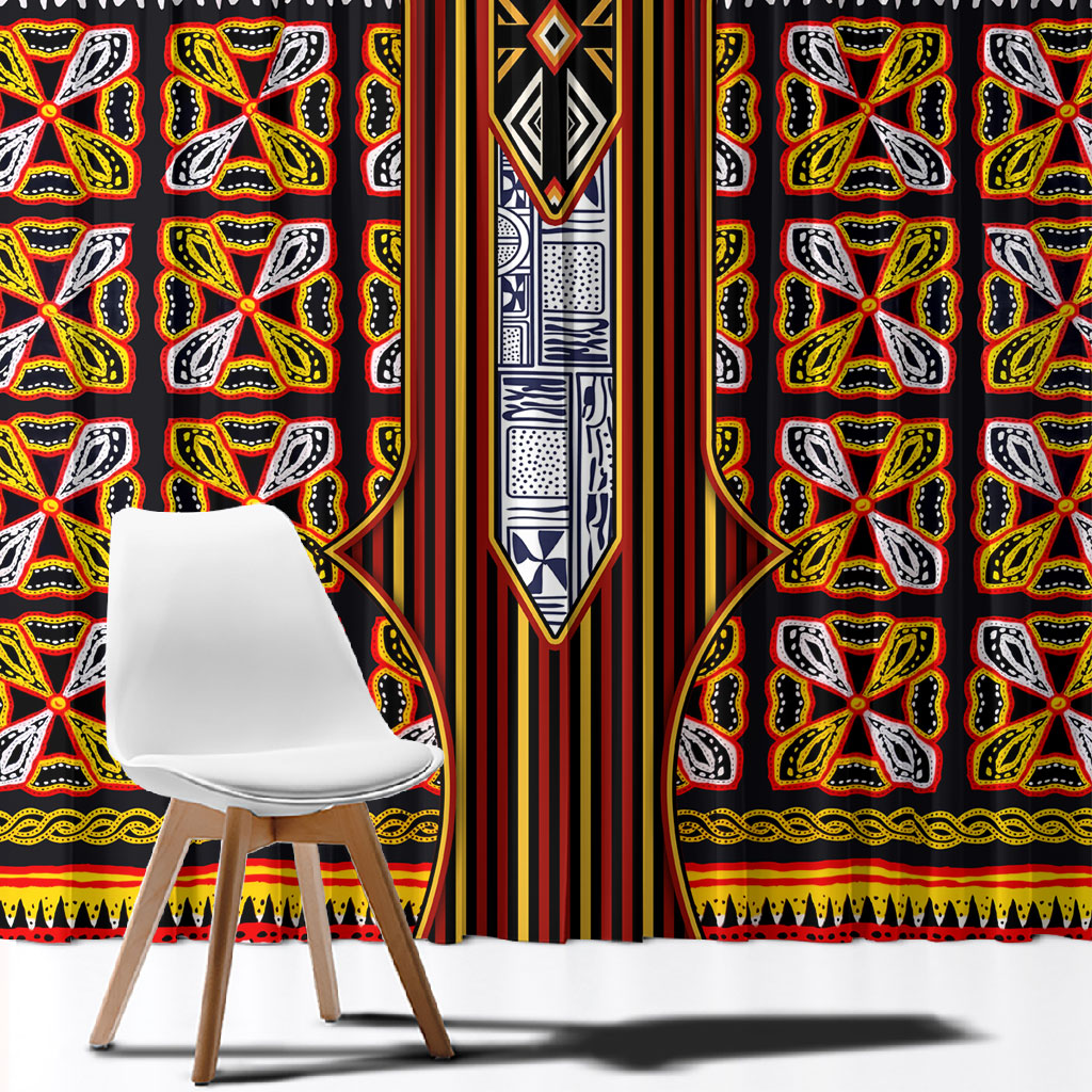 Cameroon Toghu Window Curtain Vibrant Bamenda Tribal - Authentic African Folk Art
