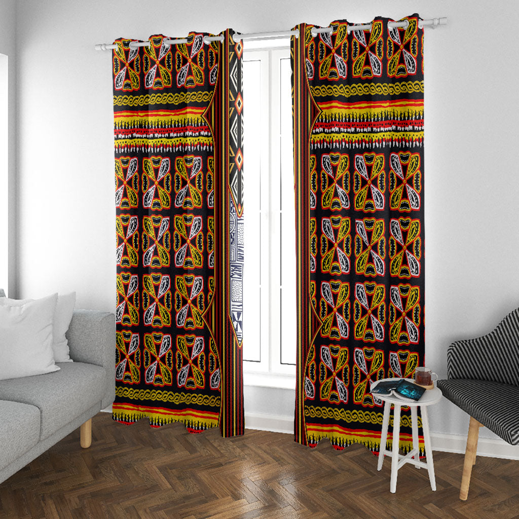 Cameroon Toghu Window Curtain Vibrant Bamenda Tribal - Authentic African Folk Art