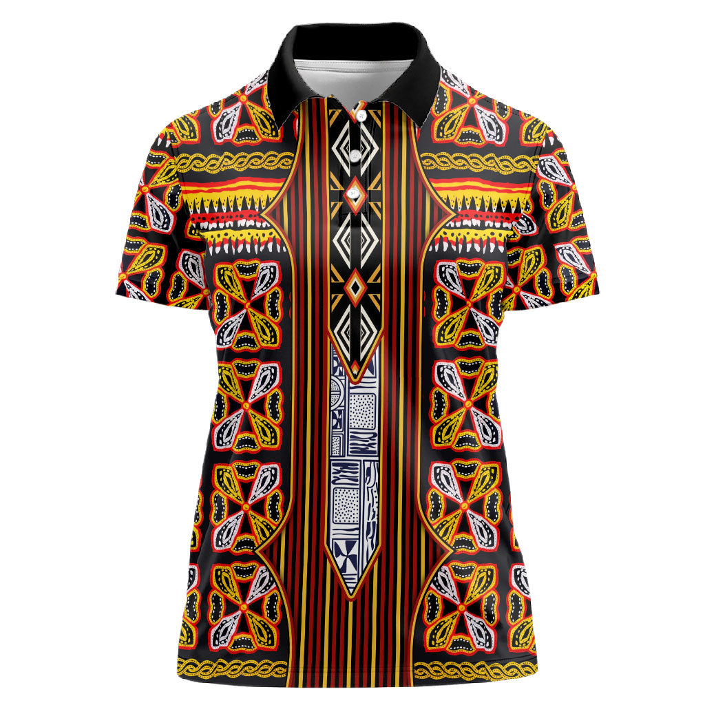 Cameroon Toghu Women Polo Shirt Vibrant Bamenda Tribal - Authentic African Folk Art